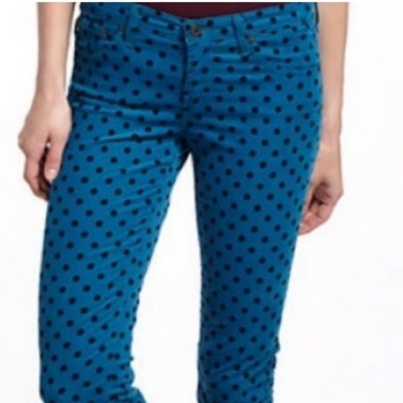 AG the Stevie Blue Polka Dot Pants corduroy women 29R slim straight Y2K retro - Picture 4 of 12